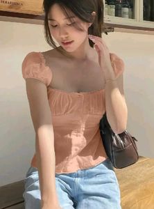 Peach Puff Sleeve Top