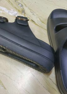 Stylish Black Buckle Slides