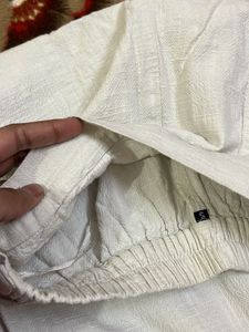 Off White Cotton Pants - Casual Comfort