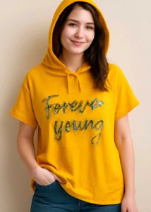 🧡💛Sequins Forever Young Hoodie Tee