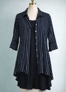 Striped High-Low Top/ Shrug