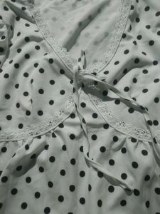 Polka Dot Lace Trimmed Top