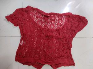 3 rust Ruffled Knit Top