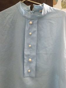 Blue Pearl Button Top