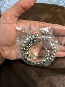 Combo Of White Pearl &amp; Grey Metal Earring