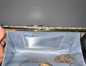 Embellished Stone Clutch with Crystal Knob