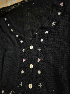 Cute Black Crochet Top