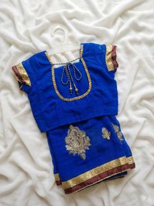 Blue Embroidered Saree with Blouse