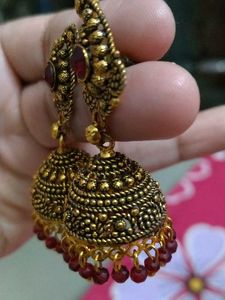 Antique Gold Jhumka Earrings