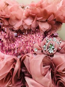 Pink Flower party wear frock