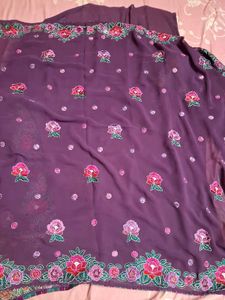 Elegant Purple Floral Saree