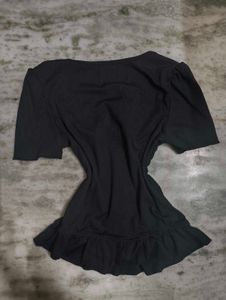 Savana Coquette Lolita Black Ruffle Trim Top Bow
