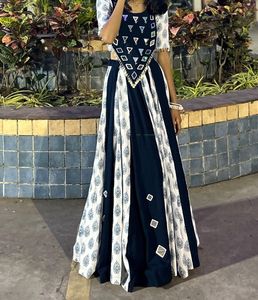Blue Mirror Work Lehenga Choli