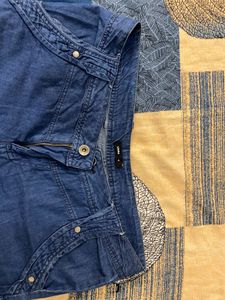 High Waist Blue Denim Capri Pants