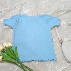 New Heart Cutout Sky Blue Top