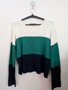 Colour-Block Crew Neck Knitted sweater