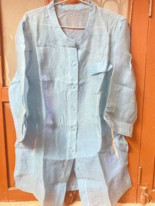 So Preety Organza Shirt Pattern Top ,sky Blue In C