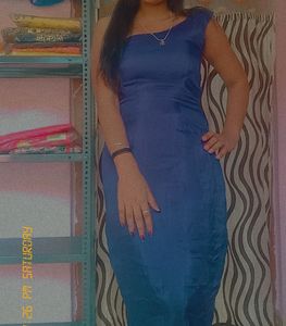 Blue Colour One Shoulder Off Dress