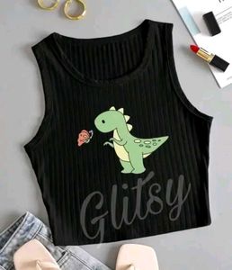 Dino Graphic Ribbed Tank Top