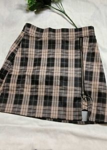 Plaid Mini Skirt with Zipper