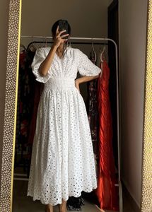 Cotton Broderie White Maxi Dress