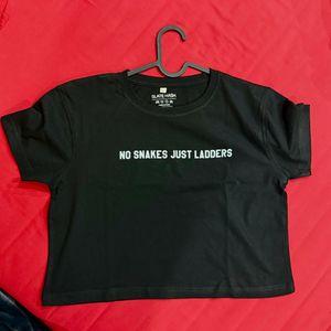 Black Crop Top Graphic Tee