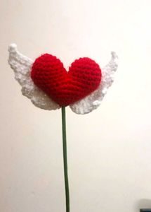 Crochet Heart with Wings Decor