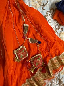 Orange 7 meter gher lehenga //size M To XXL