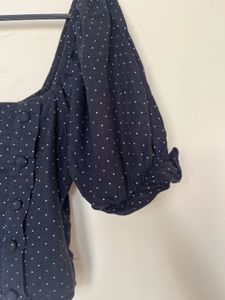 Polka Dot Puff Sleeve Top