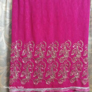 Pink Sequins Saree