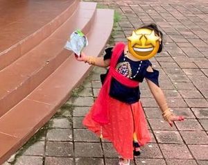 Girl&#39;s Pink Blue Lahenga 4-6 years without chunri