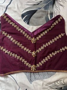 Maroon Colour Ready To Wear Saree wth Belt