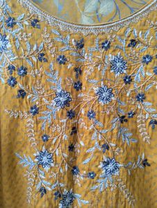 Mustard Kurta With Embroidery