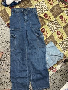 Blue Denim Cargo Pants