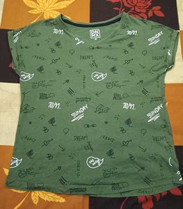 An Olive Coloured Top with Typography