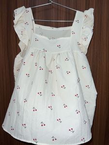 Off White Casual Top With Cherry Print 🍒