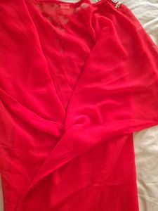 Red Embellished Kurta