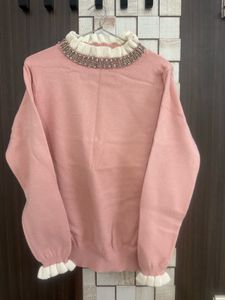 Cute Pink Embellished Sweater