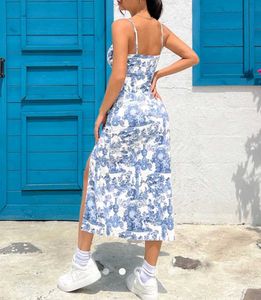 Blue &amp; White Print Dress