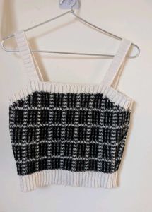 Plaid Knit Crop Top