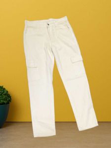 I@56 Size-30 White Cargo Jeans