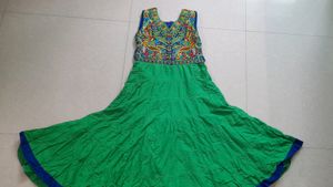 GREEN EMBROIDERED PEACOCK ANARKALI SUIT| w/DUPPA