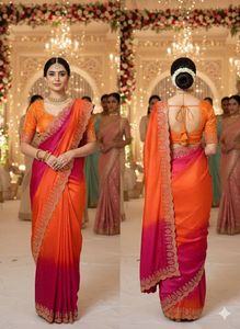 y2k two shade saree with beaded blouse