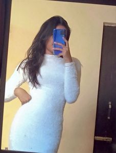 White Fuzzy Sweater Dress