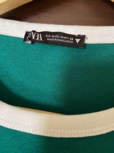 Zara (Original)Green Crop Top with White Trim (S)