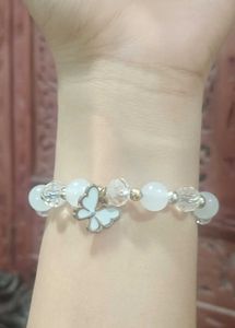 White Crystal Butterfly Chrm Bracelet