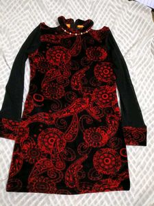 Red &amp; Black Patterned Dress