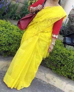 Elegant Yellow Jamdani cotton Saree