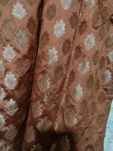 Brown &amp; Teal Embroidered Suit Set