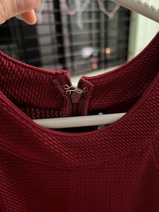Maroon Fit And Flare Dress